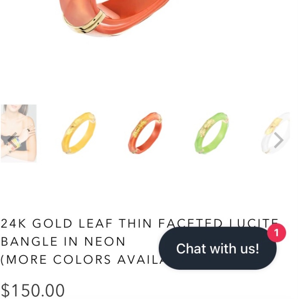 Gold & Honey hinged bangle bracelet.
Lucite™ with 24-karat gold leaf.